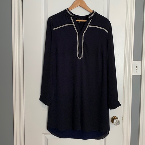 Greylin Dresses & Skirts - Greylin long sleeve half button shirt dress - M - navy